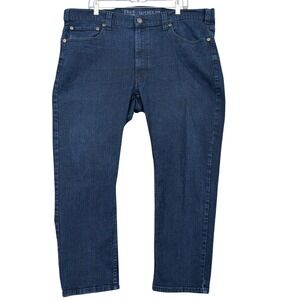 True Nation Mens Tapered Fit Dark Wash Blue Stretch Denim Jeans 44x28